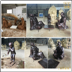 玩五子棋人物銅雕塑